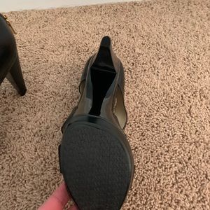 Michael Kors black high heel dressy sandals with zip back. Size 8.